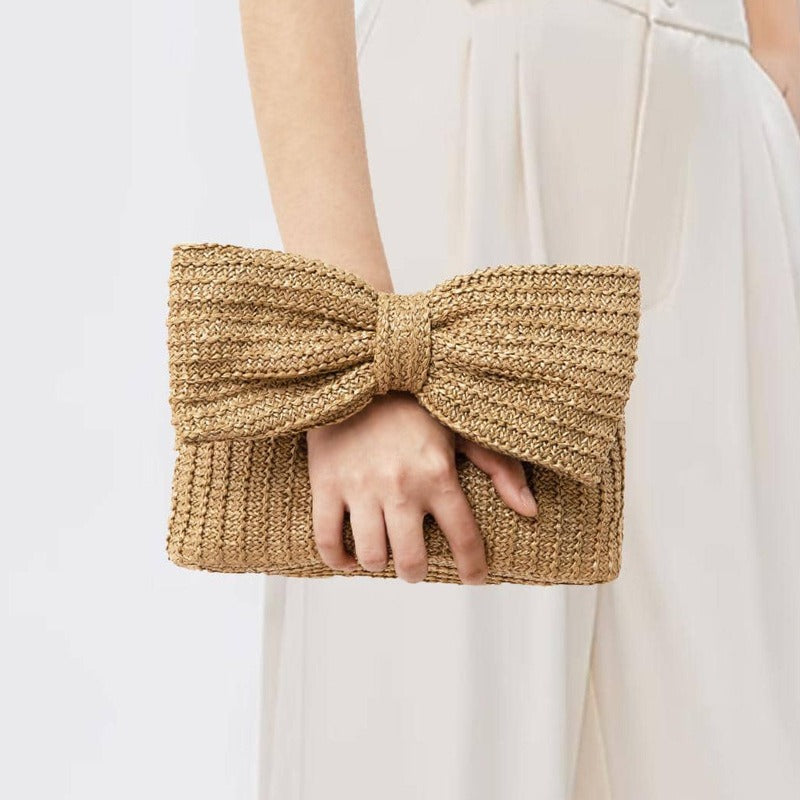 Bow woven   cross-border small handbag