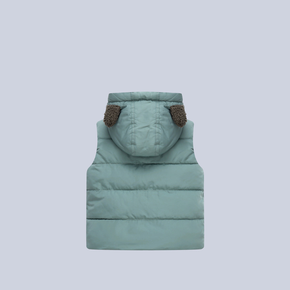 Fleece-Lined , Solid Color Hooded Kids Sleeveless Vest