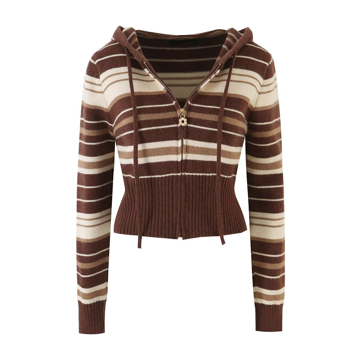 Striped Knit Zip-Up Cardigan &amp