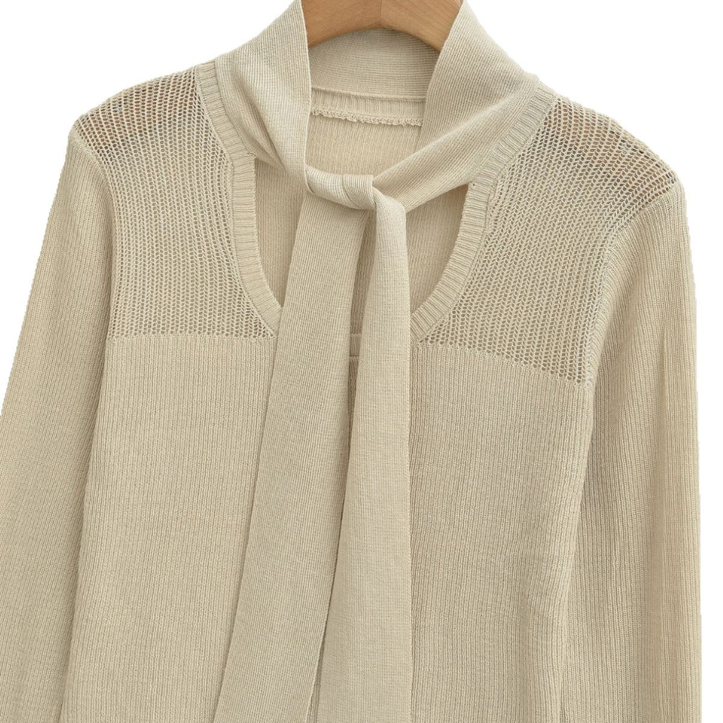 Wool Blend Knit Top Long Sleeve Layering Sweater