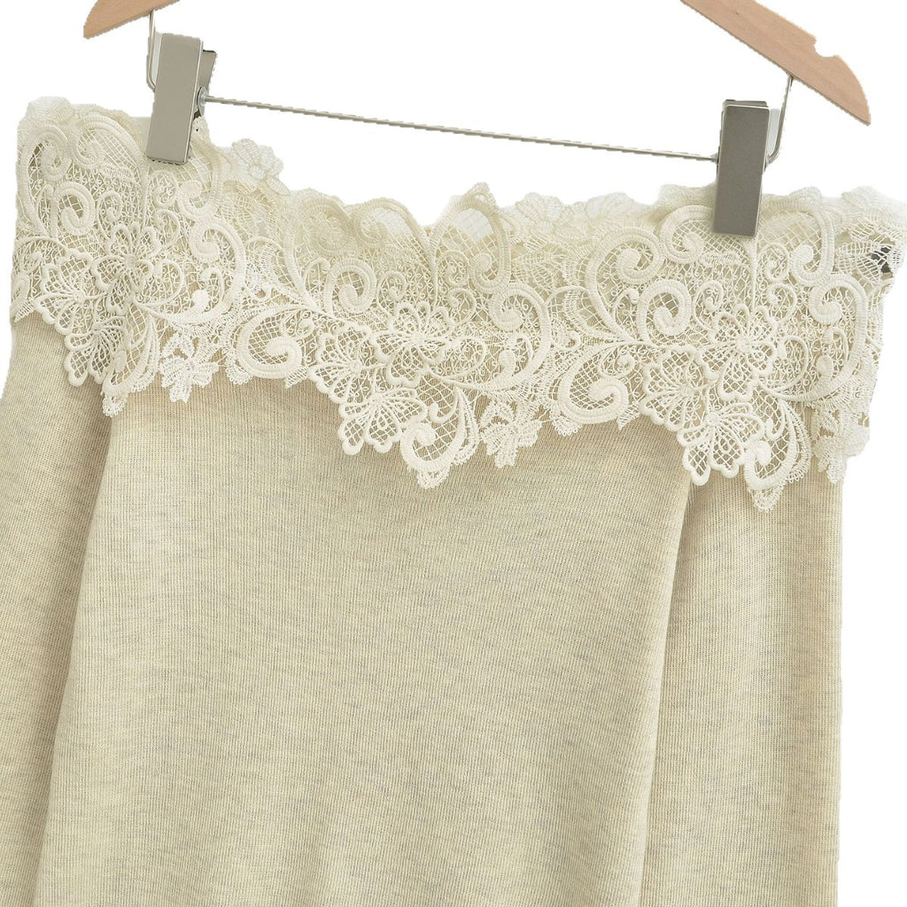 Women's Off-shoulder Lace Patchwork Wool Blend Knit Top