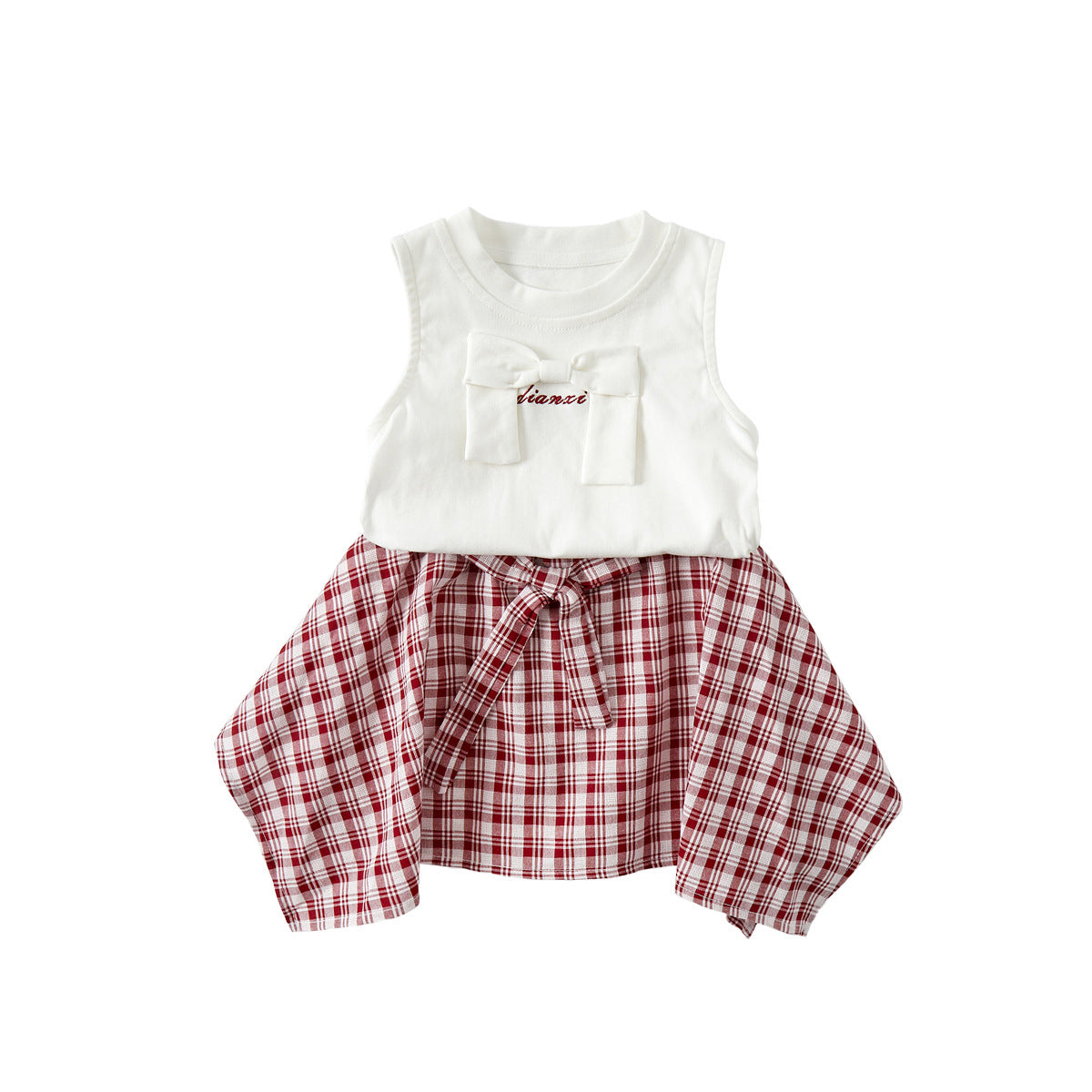Checkered Dress with Tank Top,