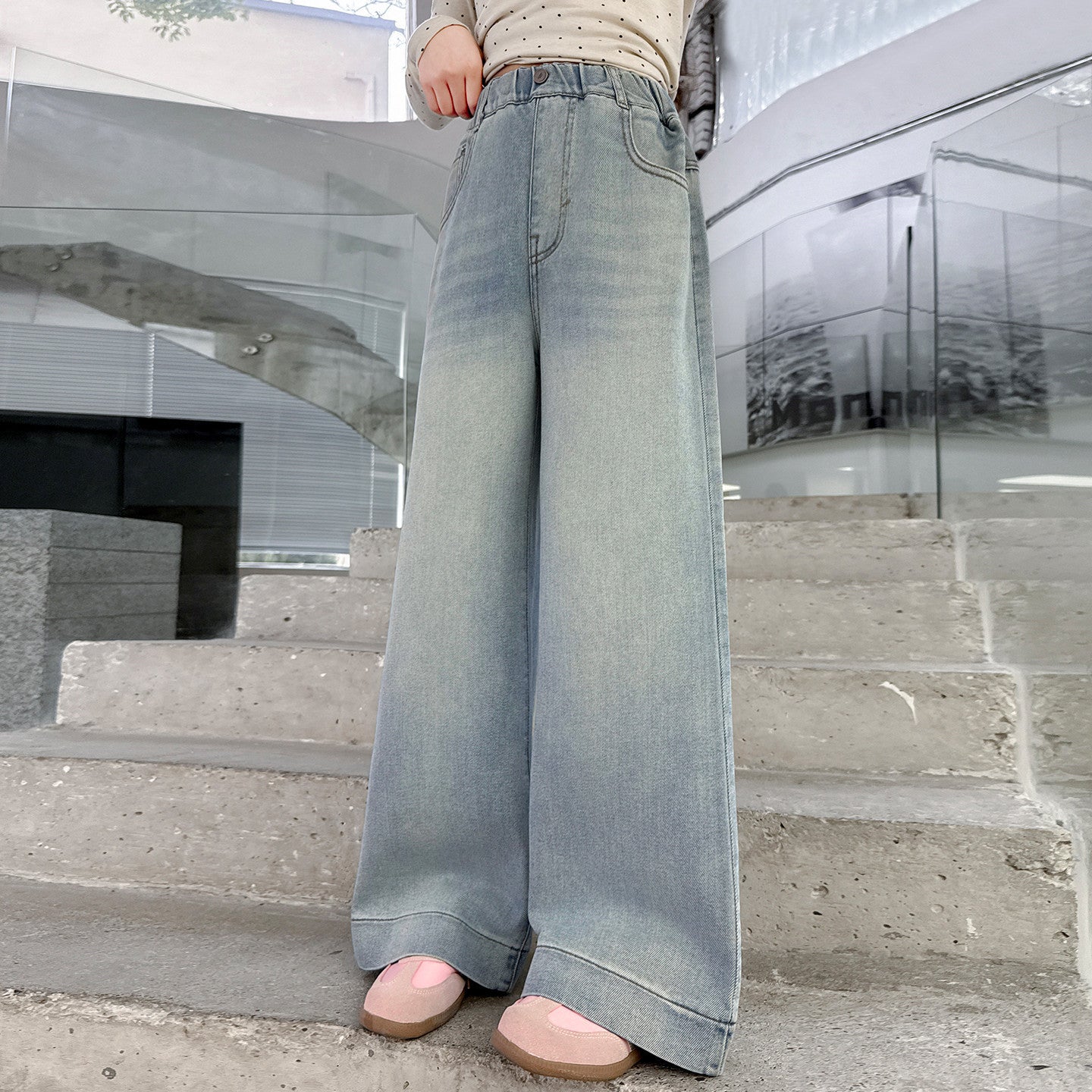 Girls' Denim Stylish Kids Pants