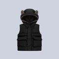 Fleece-Lined , Solid Color Hooded Kids Sleeveless Vest