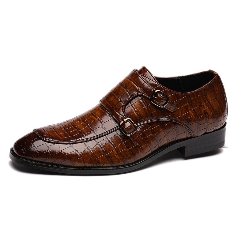 Classic Crocodile Pattern Business Flat Shoes, Men Designer