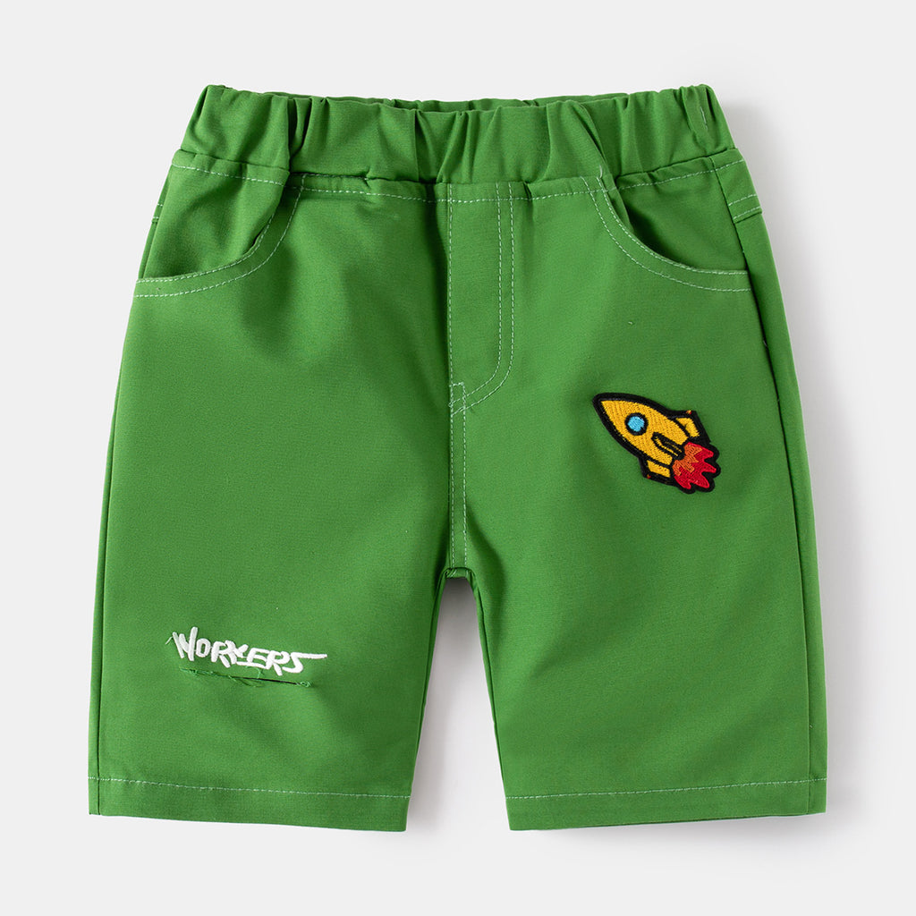 Solid Color Kids Pants with Rocket Patch