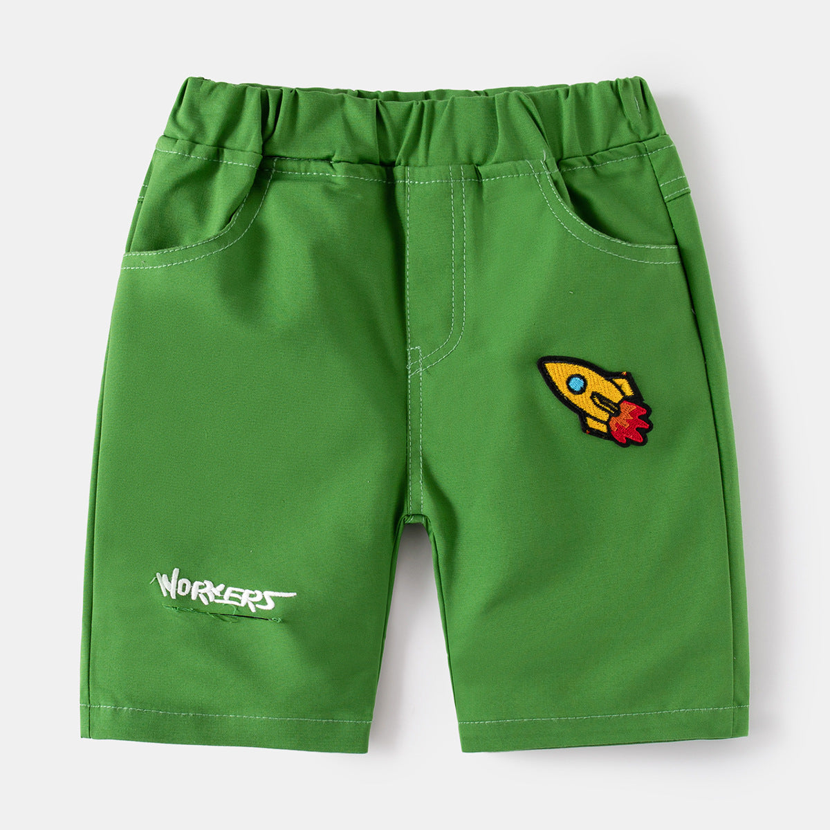 Solid Color Kids Pants with Rocket Patch