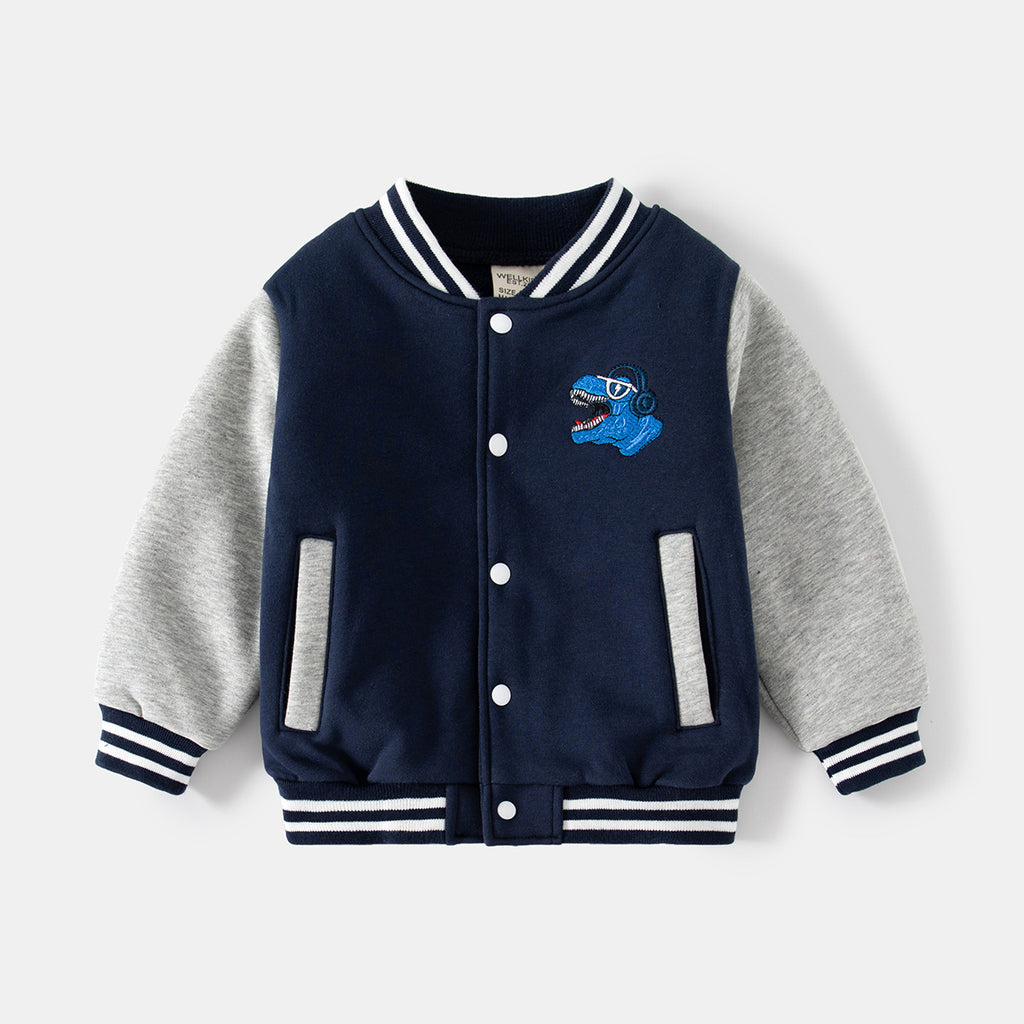 Boy's Fleece Baseball Jacket Casual Long Sleeve