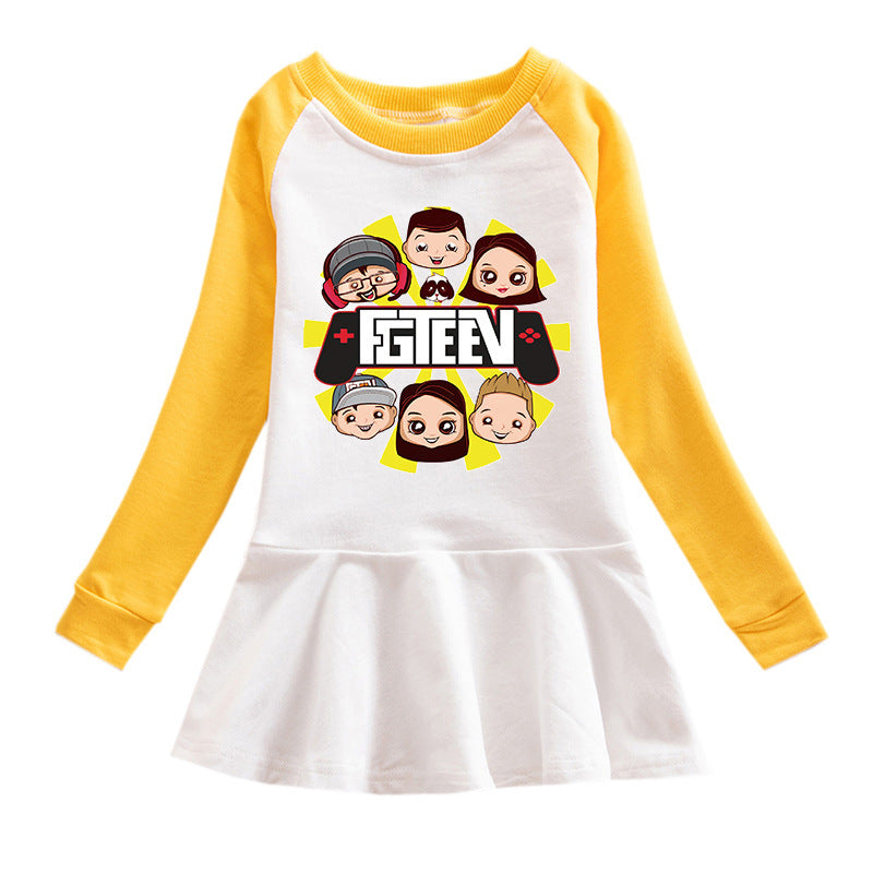 Cartoon hoodie girl dress