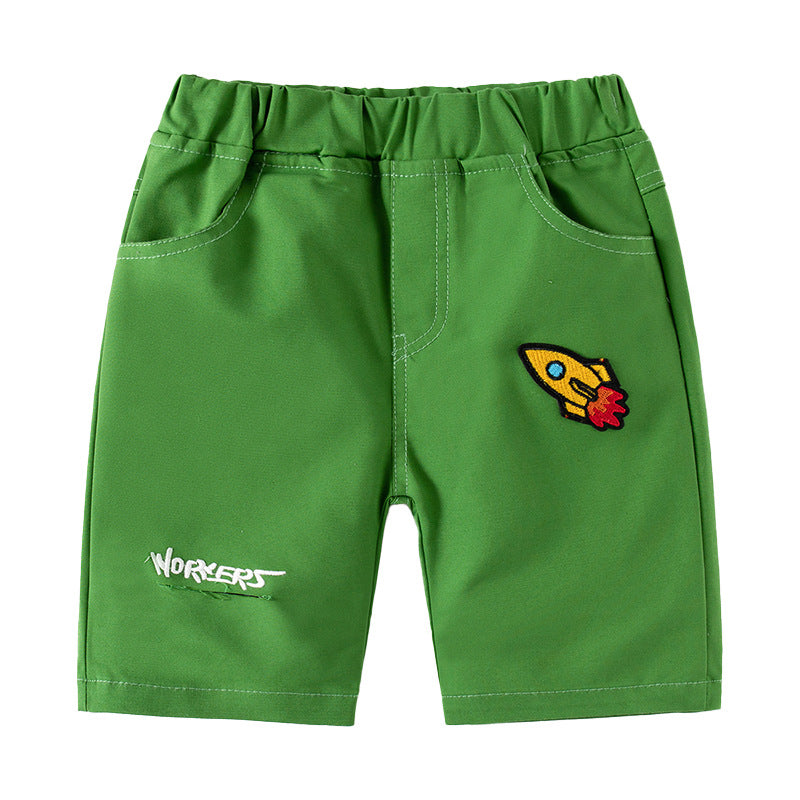 Solid Color Kids Pants with Rocket Patch