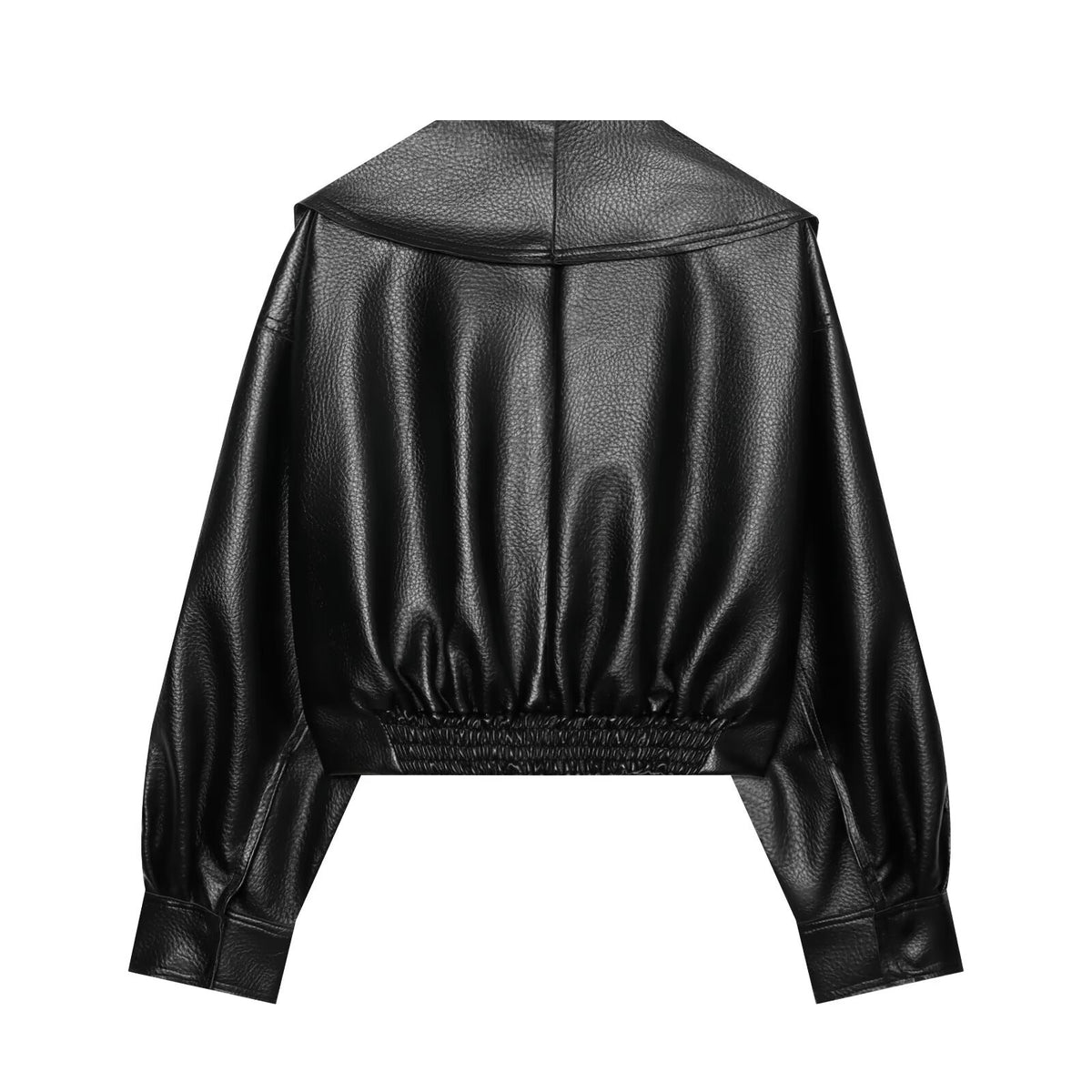Loose one piece buckle   leather jacket for women
