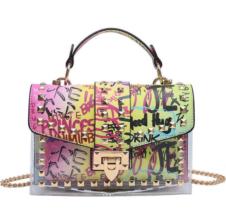 New chains rivet elegant women handbag