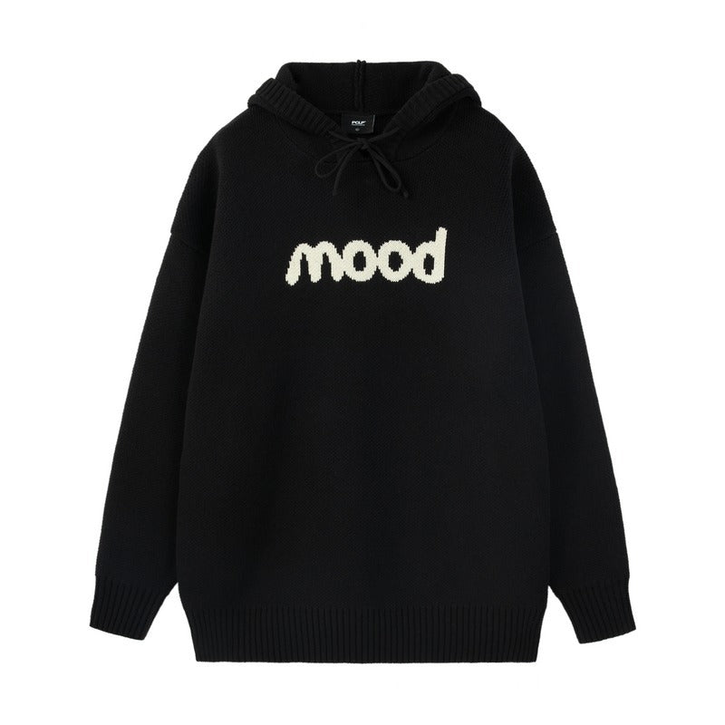 Unisex Jacquard Letter Long Sleeve Hood Sweater