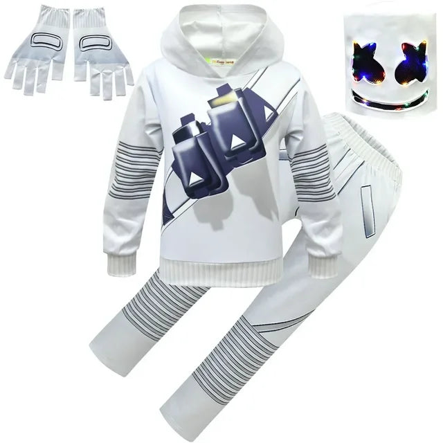 DJ Marshmello Costumes Jumpsuits Kids Clown Cosplay Clothes