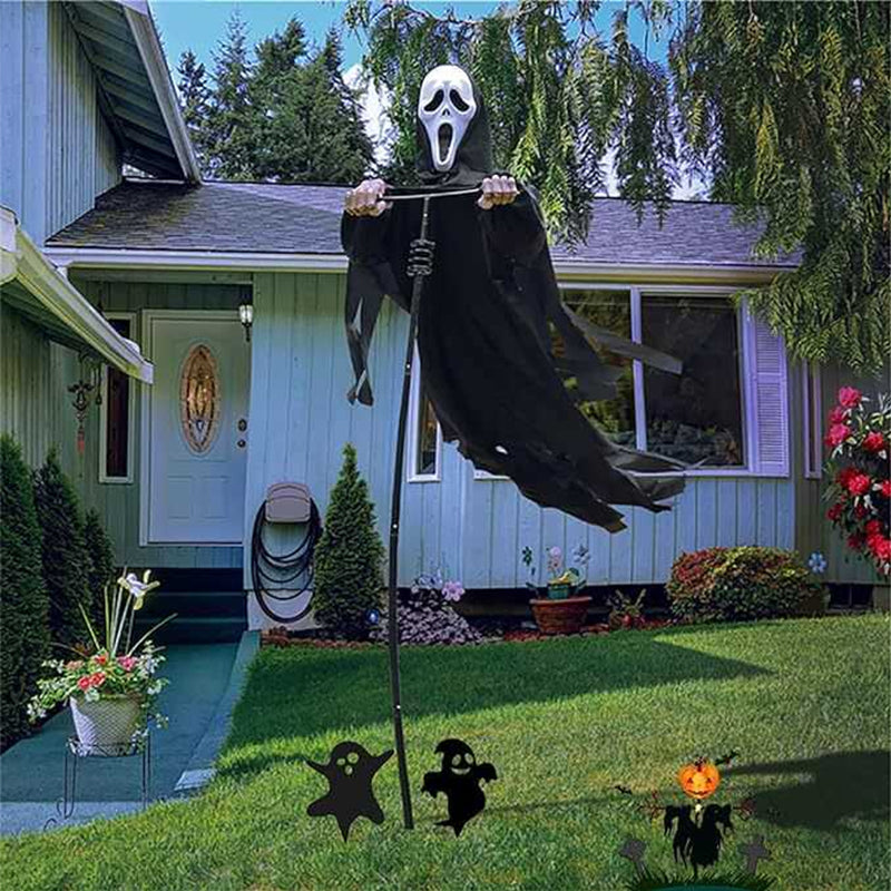 Scary Halloween Ghost Robe Costume with Crow Prop – Horror Phantom Cloak Dress for Men, Women & Cosplay