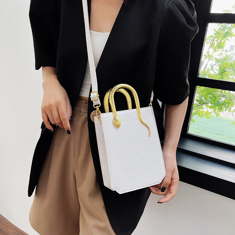 Stone Pattern Crossbody Tote Bag