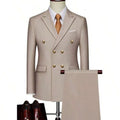 Double-Breasted Gold Button Suit Set for Men