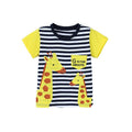 Giraffe Embroidery Kids Round Neck T-Shirt