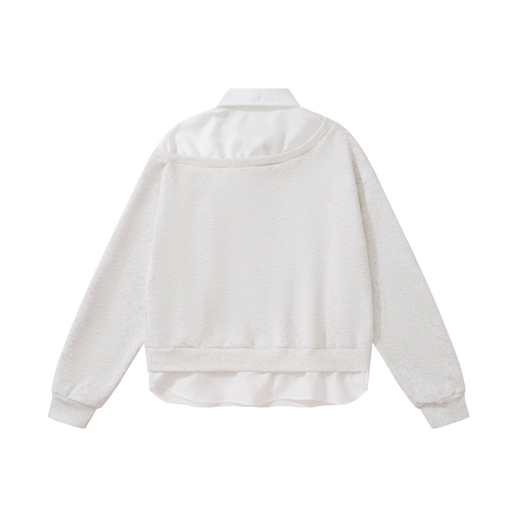 Retro  embroidery fake two hoodies for women
