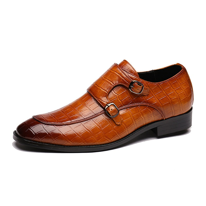 Classic Crocodile Pattern Business Flat Shoes, Men Designer