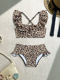 Leopard Print Short Sleeve Swimwear