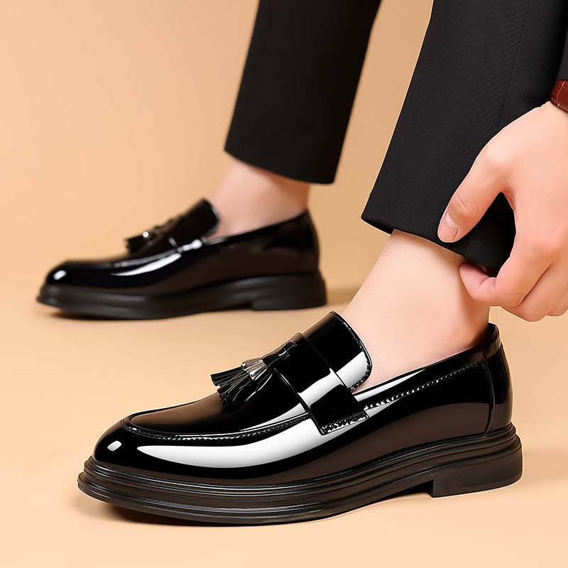 Leather   business formal,   soft soled, black men's shoes