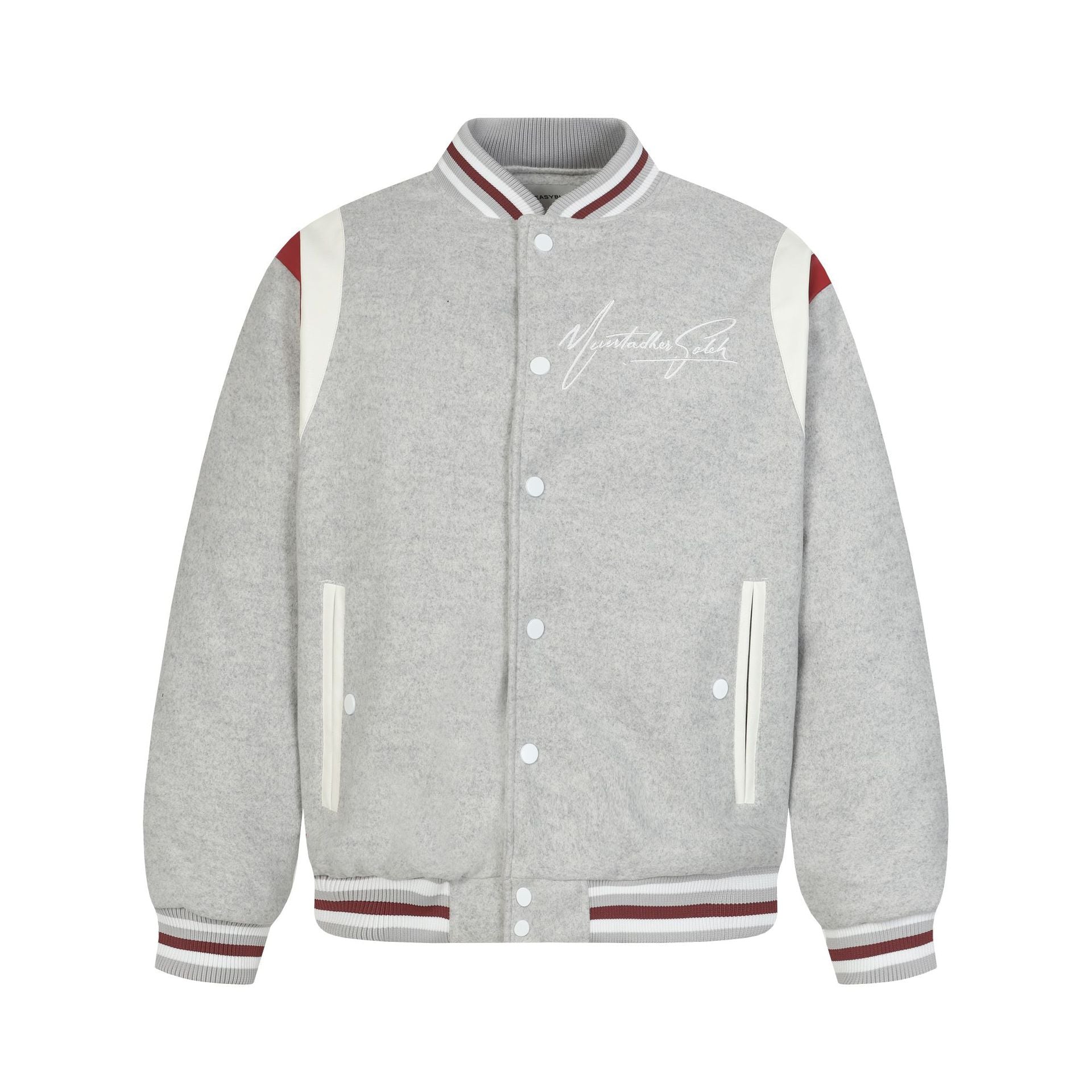Embroidered letters patchwork baseball jacket for women