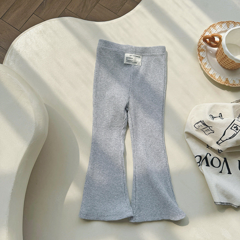 Flared Pants Solid Color Stretchy Bottoms