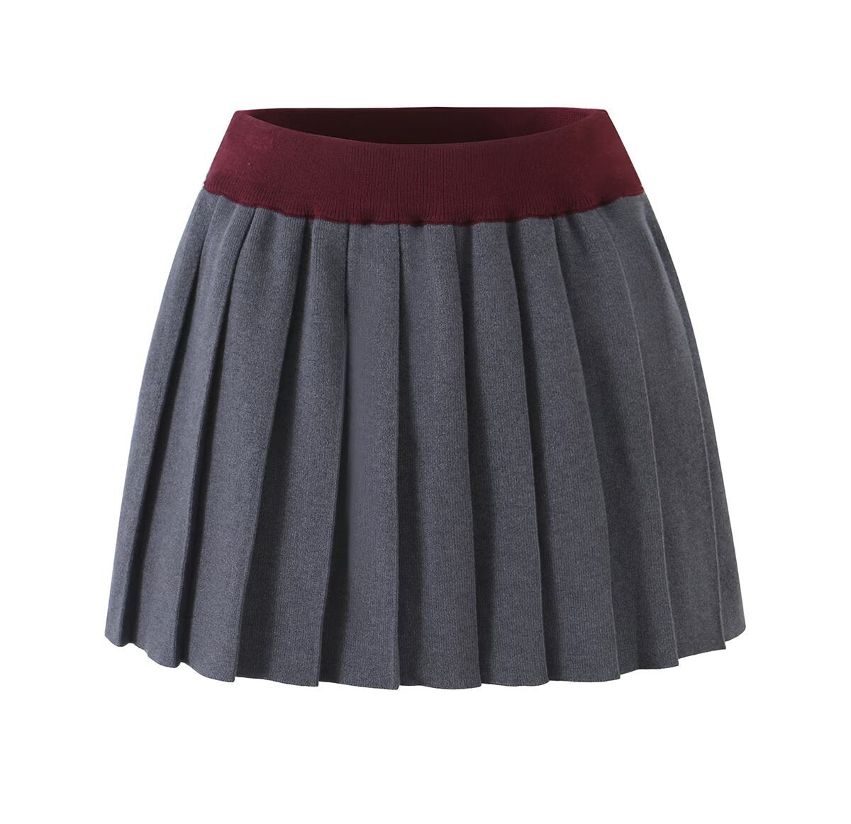 Wool Knit Top,  Pleated Mini Skirt Set