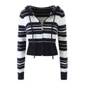 Striped Knit Zip-Up Cardigan &amp