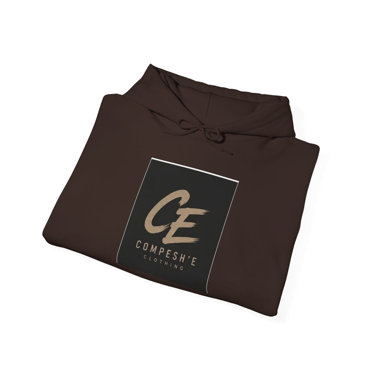 COMPESH'E   Logo Hoodie — Minimal Brushed Gold Graphic Pullover