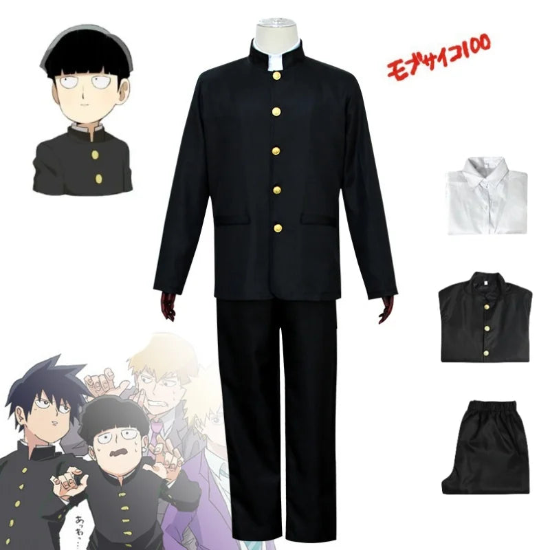 Men Daily Casual black Gakuran Suits Coat Pants School Uniform