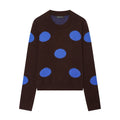 Polka dot long sleeved round neck sweater for women