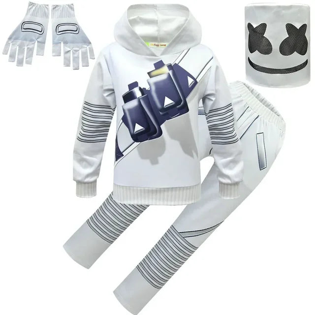 DJ Marshmello Costumes Jumpsuits Kids Clown Cosplay Clothes