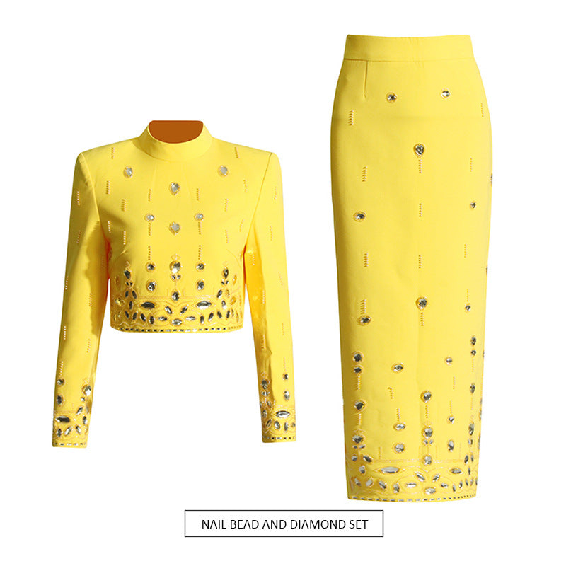 Handmade Beading Short Jacket Skirt Sets