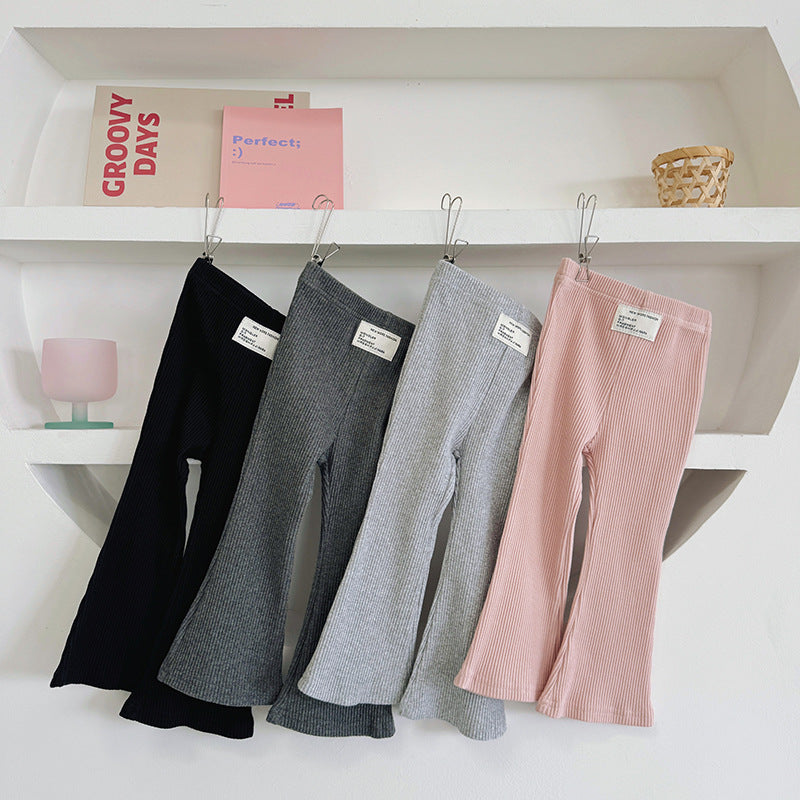 Flared Pants Solid Color Stretchy Bottoms