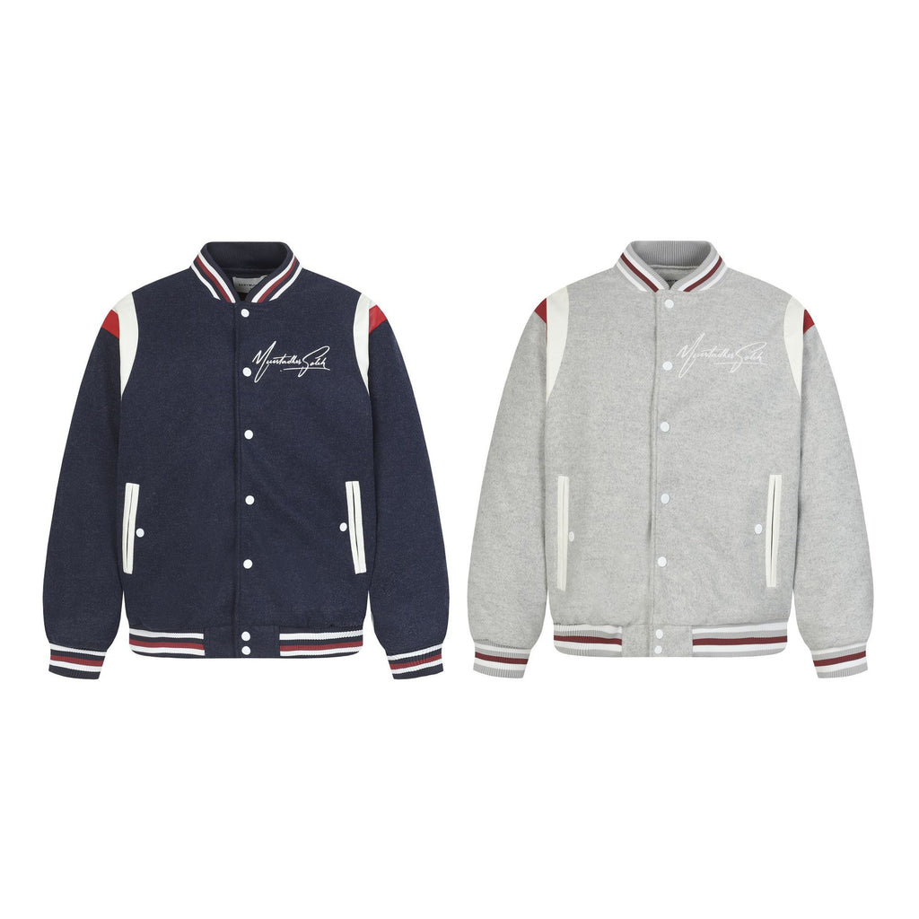 Embroidered letters patchwork baseball jacket for women