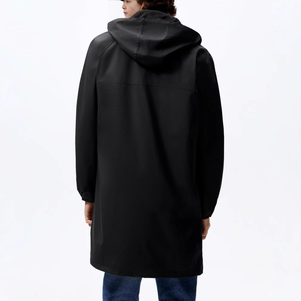 Men's Faux Leather Hooded Windbreaker Coat