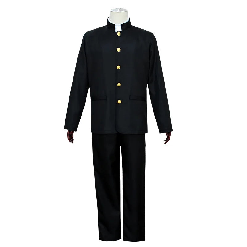 Men Daily Casual black Gakuran Suits Coat Pants School Uniform