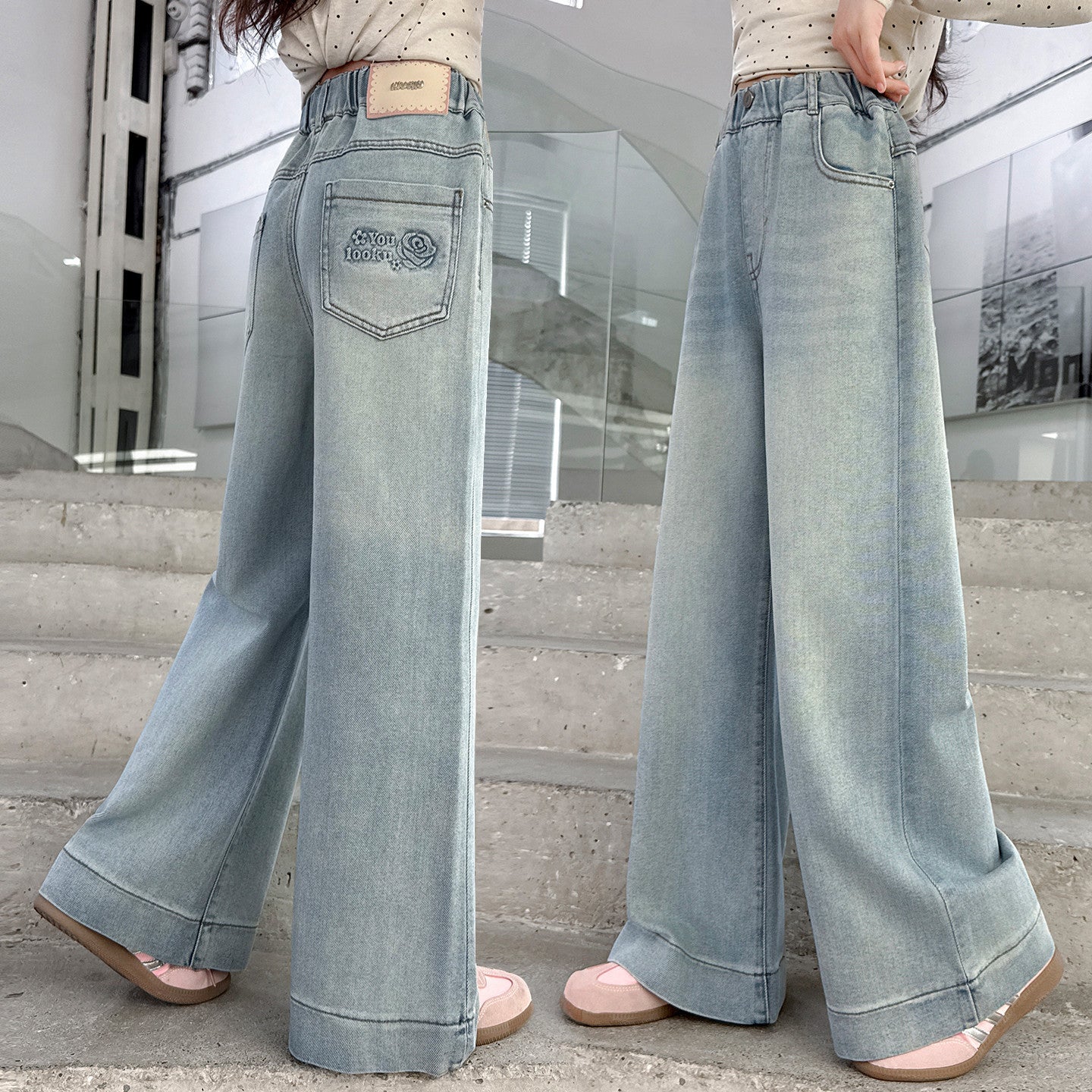 Girls' Denim Stylish Kids Pants