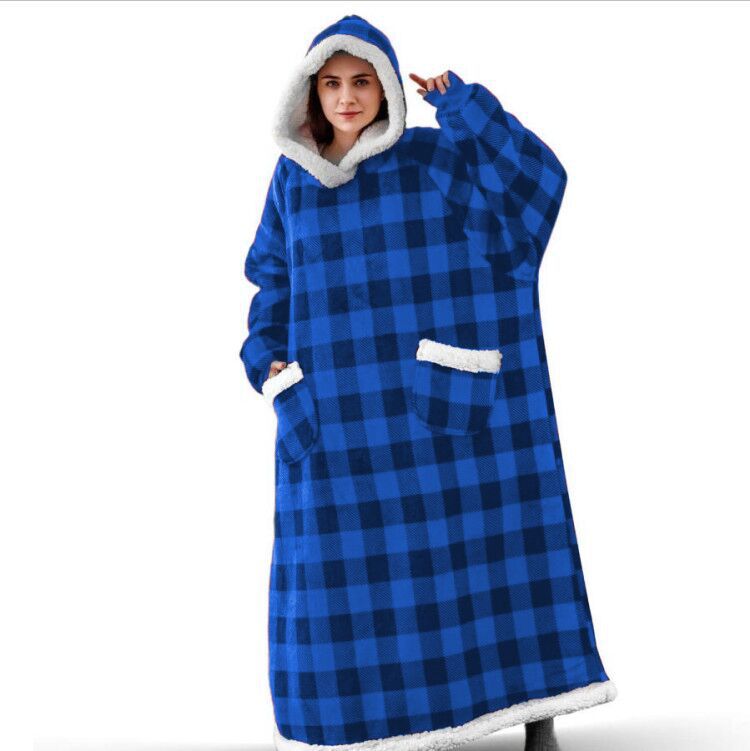 Super Long Flannel Blanket with Sleeves Women Men Pullover Fleece