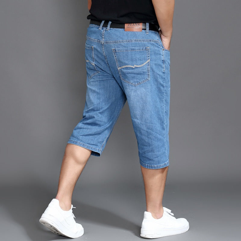 Oversized Denim Shorts,  Loose Fitting High Waisted Stretch Jeans