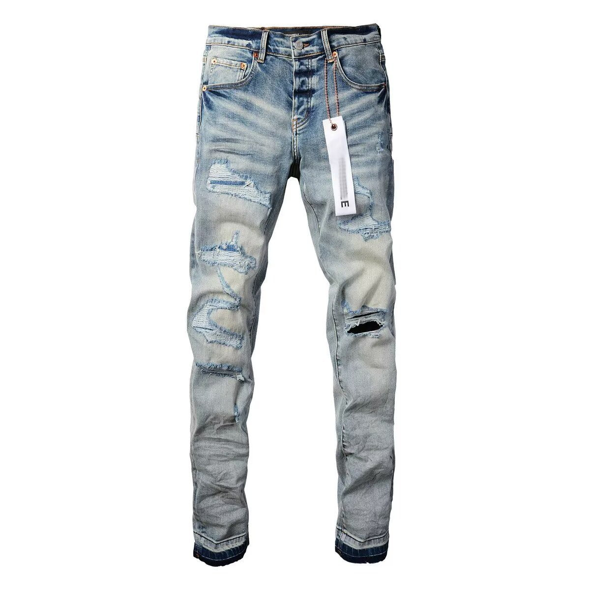 Men's  Distressed Stretch Denim Skinny Jeans