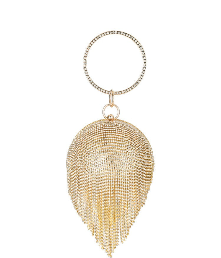 New Dinner Bag European and American Women's Handbag Round Tassel Banquet Handbag Dress Evening Bag