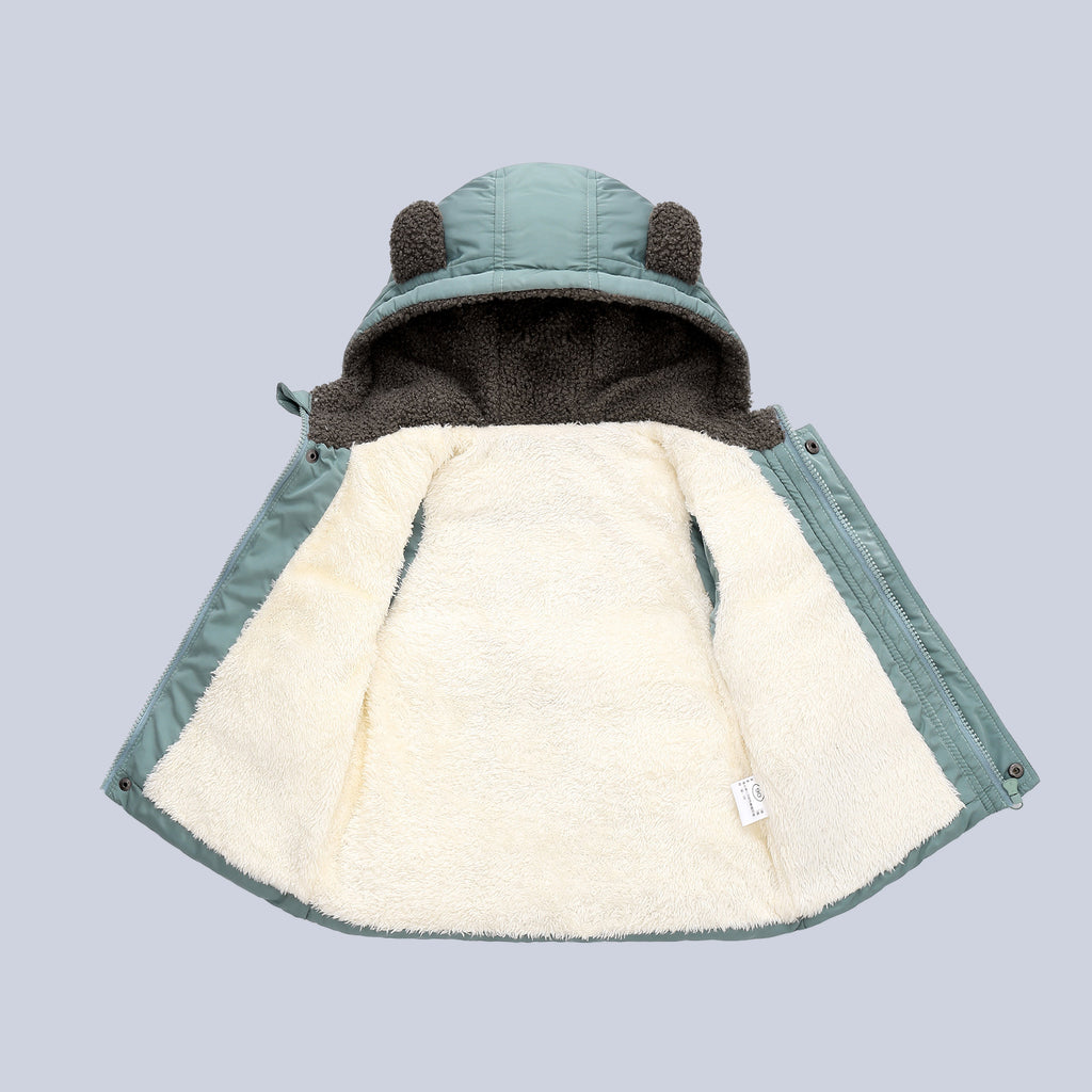 Fleece-Lined , Solid Color Hooded Kids Sleeveless Vest
