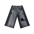 Retro ripped denim shorts for men