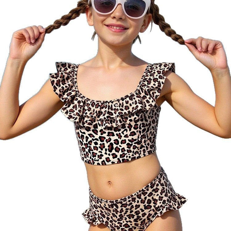 Leopard Print Short Sleeve Swimwear