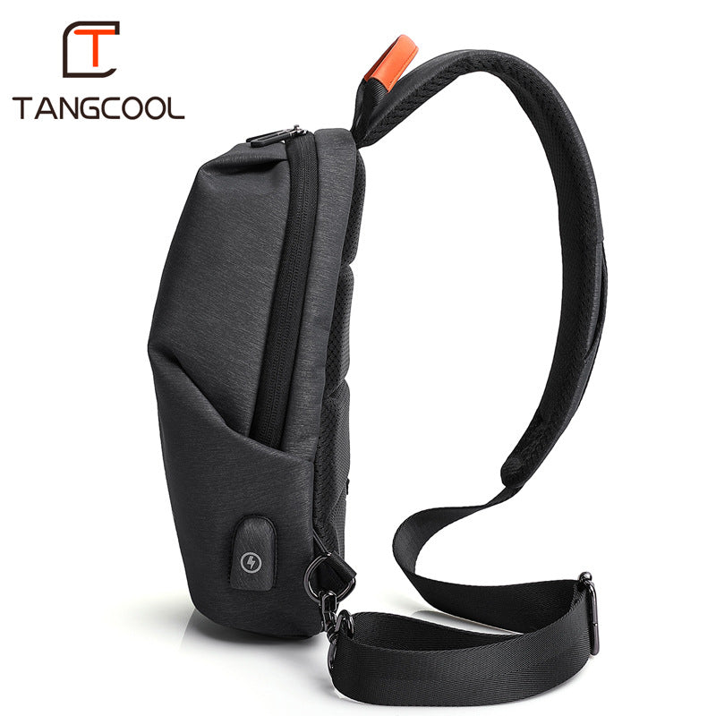New Chest Bag Men's Korean Version Waterproof Messenger Bag Casual Trend USB Shoulder Bag Sling Bag