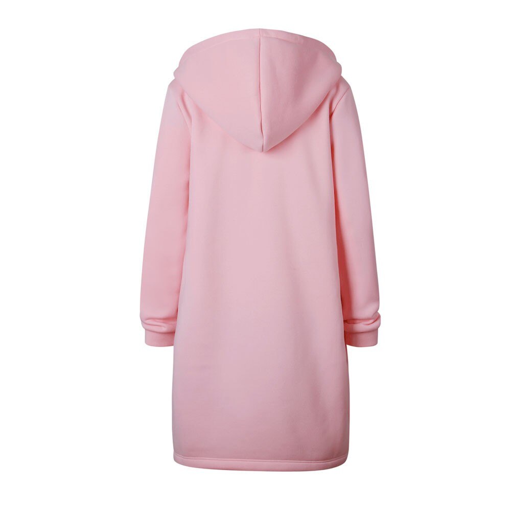 Women  Zipper Open Hoodies Sweatshirt Long Coat Jacket