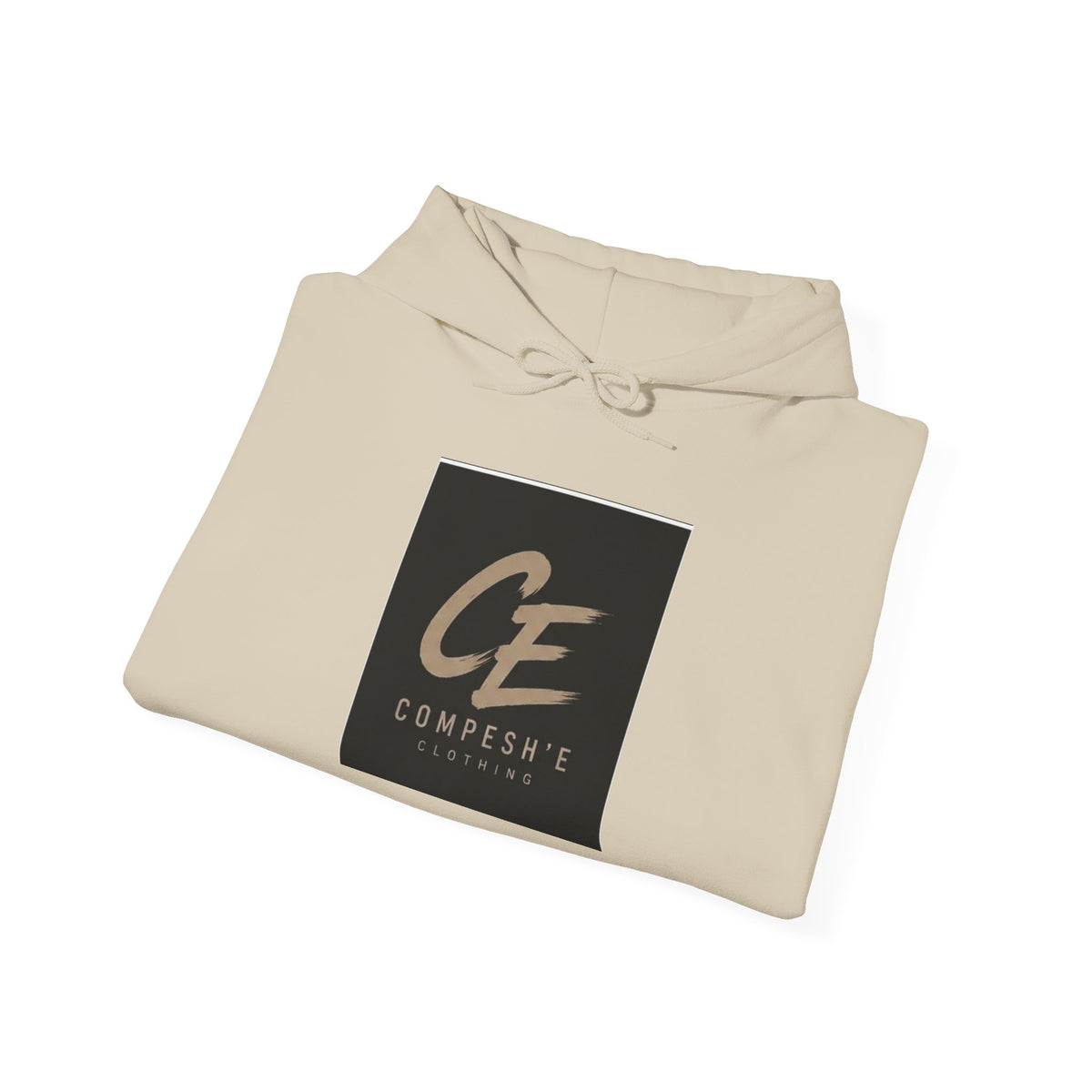 COMPESH'E   Logo Hoodie — Minimal Brushed Gold Graphic Pullover